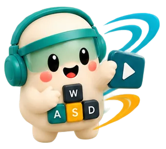 Maskot Wads memegang tombol putar